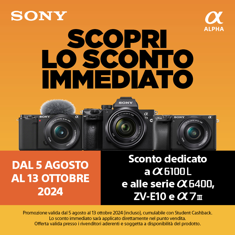 Sony sconto immediato APS-C e FullFrame